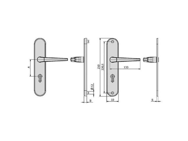 BASI 7911-0101, Avaimellinen oven kahvasetti, Alumiini, Alumiini, Molempikätinen, 7,2 cm