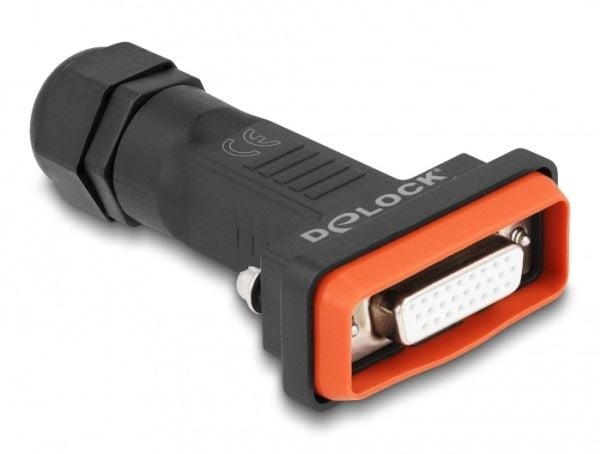 DeLOCK 87809, D-Sub HD 26, Musta, Oranssi, Naaras, Suora, IP67, -45 - 105 °C