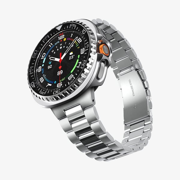 Spigen Bezel Tune Pro, Fodral, Smartwatch, Svart, Samsung, Galaxy Watch 8 Classic (46mm), Polykarbonat, Rostfritt stål