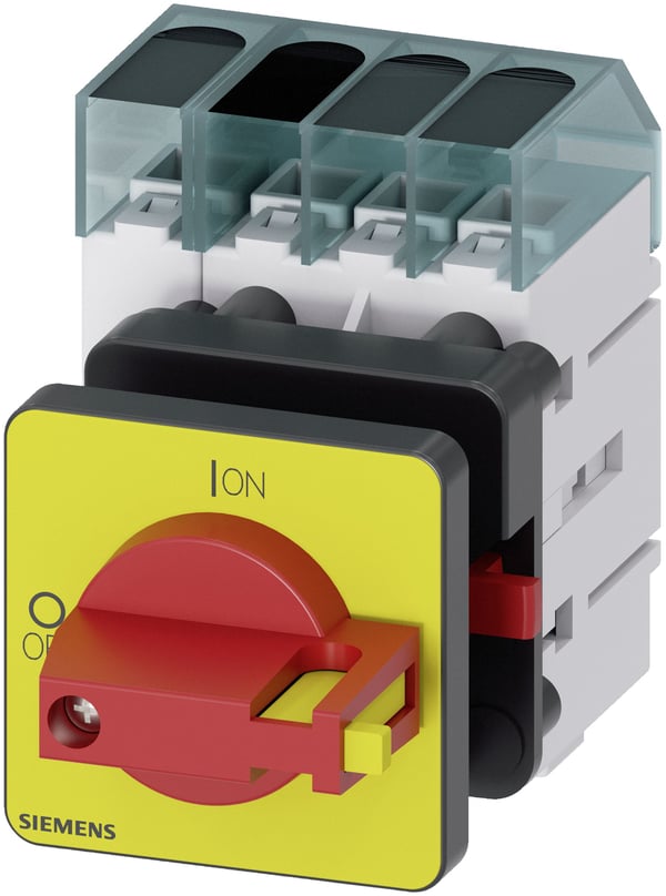 Siemens lastbryter, rød, gul, 4-polet, 16 mm², 25 A, 690 V/AC, 3LD31500TL13, 4P, IP65, 60 mm, 68 mm, 79 mm, 110 mm