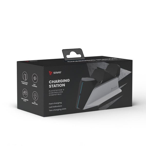 Savio GCS-01, Ladesystem, PlayStation 5, Sort, Hvit, Koblet med ledninger (ikke trådløs), 1 m, 130 g