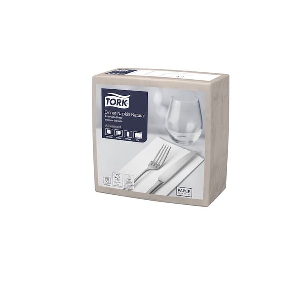Tork Advanced Dinner - lautasliina - koko 39 x 39 cm - kertakäyttöinen - luonnonvärinen - (12 pakkausta x 150 kpl laatikossa)