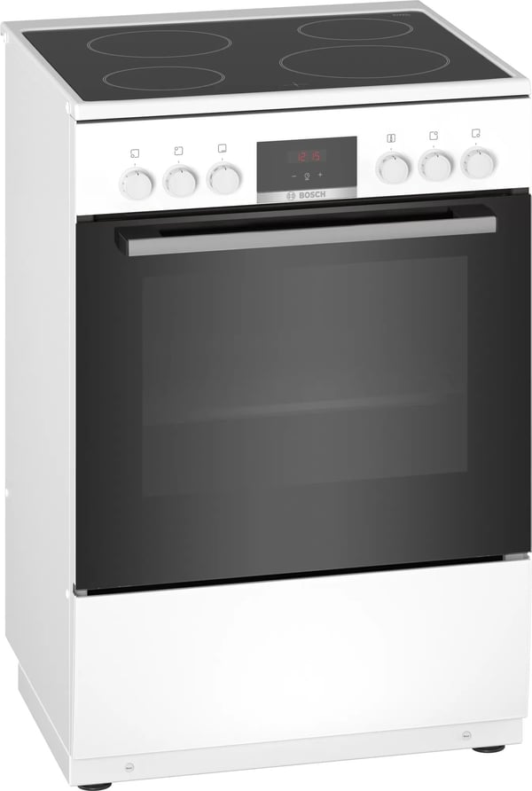 Bosch Serie | 4 HKN31A020U - Komfyr - frittstående - bredde: 60 cm - dybde: 60 cm - høyde: 90 cm - med selvrens - hvit
