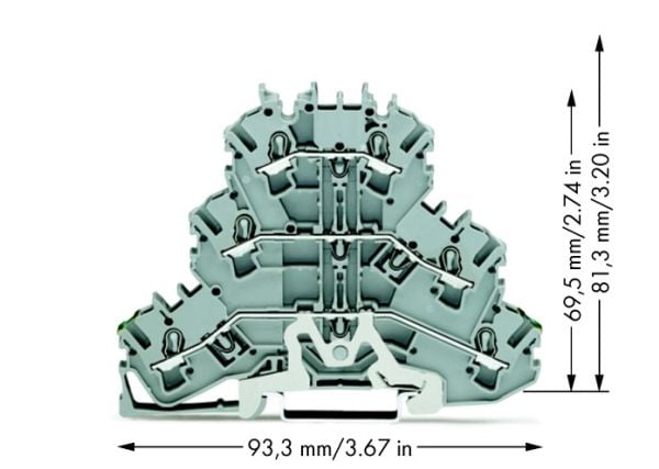 Wago skinneklemme 3-nivå 2,5mm2 grå PE/L/L (2002-3227)