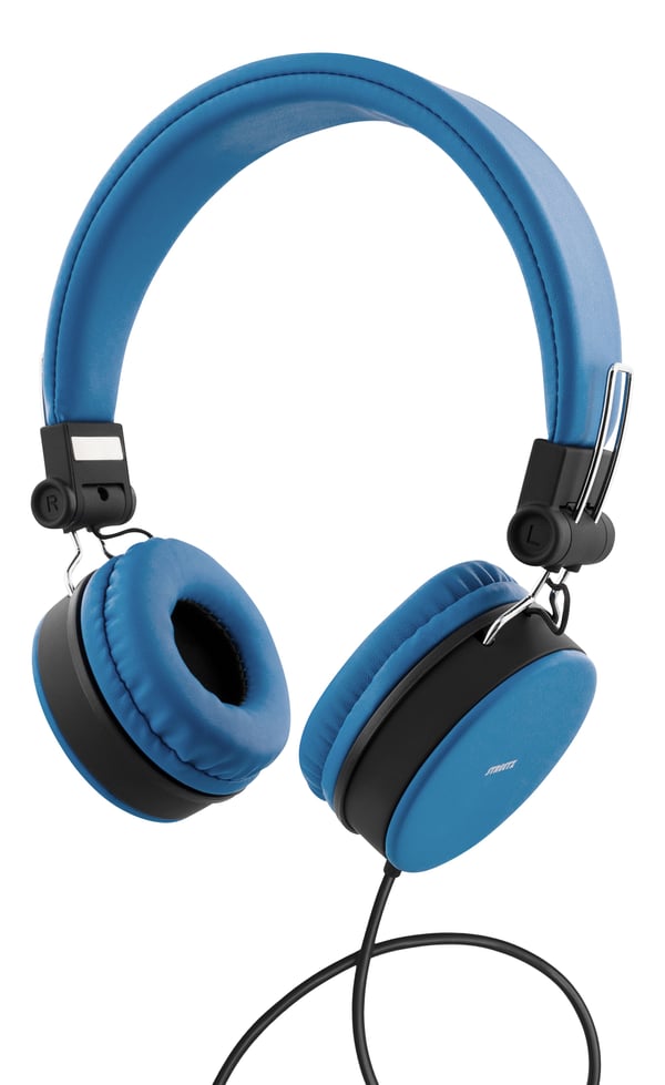 Streetz Hörlurar med mikrofon, hopfällbar, 3,5 mm anslutning, fjärrkontroll, 1,5 m kabel, blå, Kabel, 20 - 20000 hz, Samtal/musik, 160 g, Headset, Blå