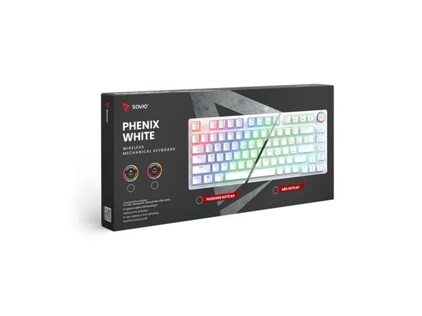 Savio Phenix WHITE GAT RED PUD-tastaturspill USB + Bluetooth QWERTY American International White