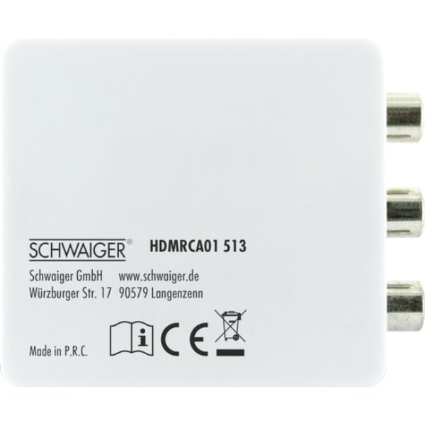 Schwaiger HDMRCA01 513 AV-muunnin 1920 x 1080, 3 x RCA–HDMI, valkoinen