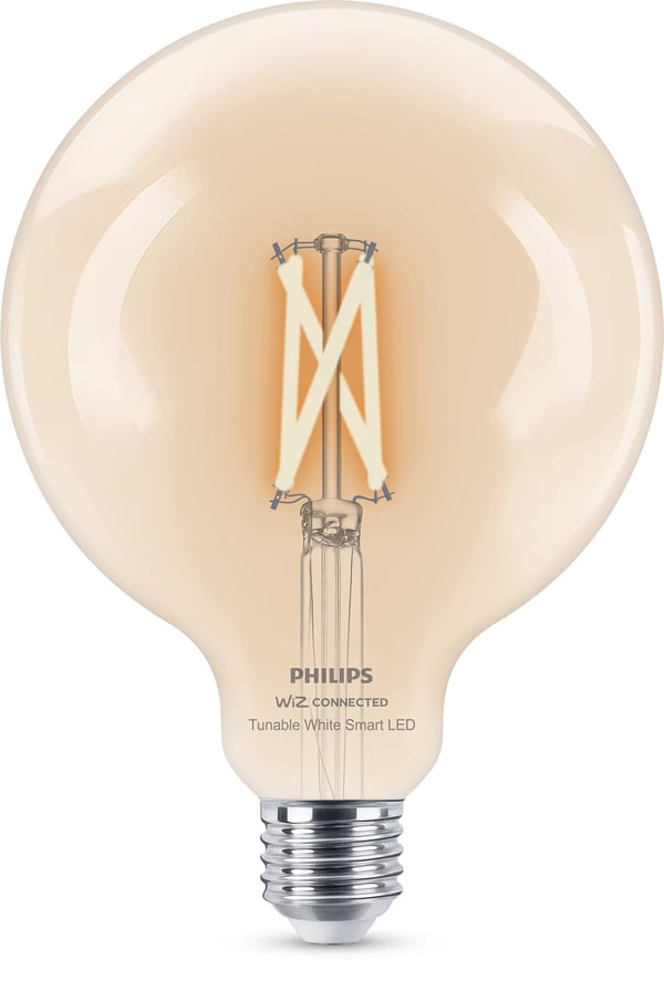 Philips Älykäs LED-filamenttilamppu G125, E27-kanta, 806 lm, Älylamppu, Wi-Fi/Bluetooth, Läpinäkyvä, Wi-Fi 4 (802.11n), 802.11b, 802.11g, LED, E27