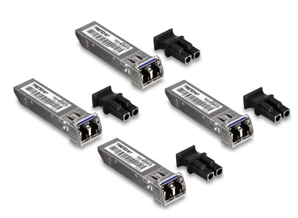 TRENDnet TEG MGBS10 - SFP (mini-GBIC) transceivermodul - 1GbE - 1000Base-LX - LC-enkeltmodus - opp til 10 km - 1310 nm - TAA-samsvar (en pakke 4)