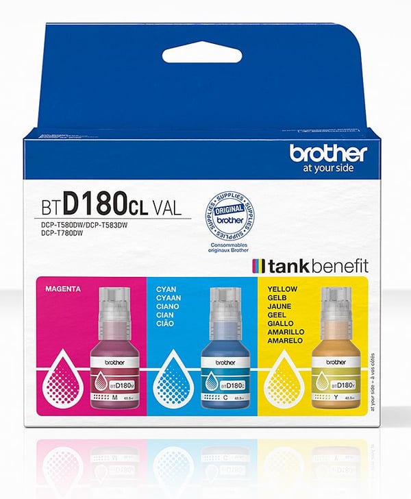 Brother BTD180CLVAL CMY-mustepullot DCP-T580DW, 5000 sivua, 3 kpl
