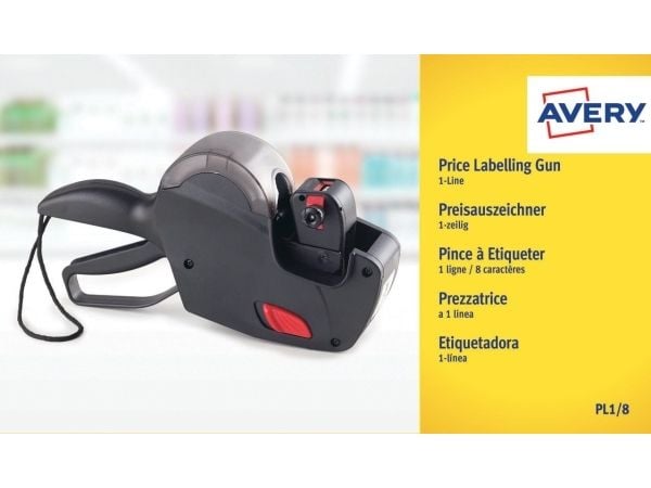 Avery PL1/8 hintapyssy, 1 rivi, 8 merkkiä, musta
