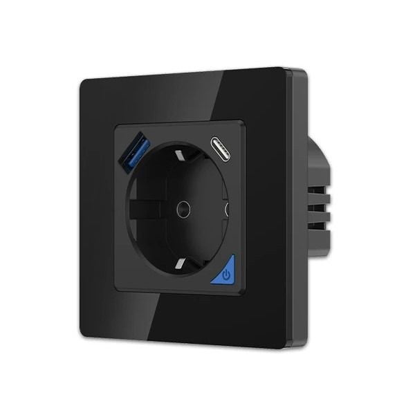 Extralink Smart Life Wall Socket Set Pro | älykäs pistorasia + kehys | Väri musta, 230V, 1x USB A, 1x USB C, WiFi
