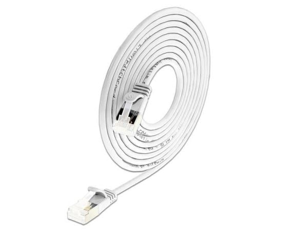Wirewin light patch-kabel rund U/FTP Cat 6a hvit 5,0 m slank light patch-kabel rund, skjermet, PoE, fleksibel og tynn kabel for spesielle formål (P...