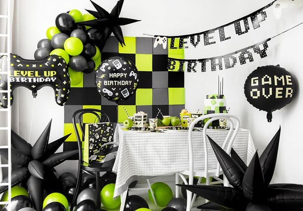 PartyDeco FB344, Ilmapallo, Kalvo, Musta, Valkoinen, Kuvio, Syntymäpäivä, Pyöreä
