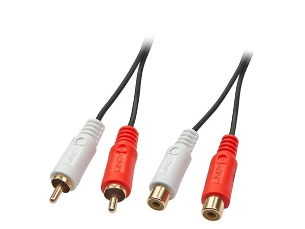 Lindy 35671, 2 x RCA, Hankjønn, 2 x RCA, Hunkjønn, 2 m, Svart, Rød, Hvit