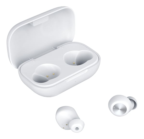 STREETZ TWS-111 TWS-nappikuulokkeet Bluetooth 5, 500 mAh latauskotelo, valkoinen