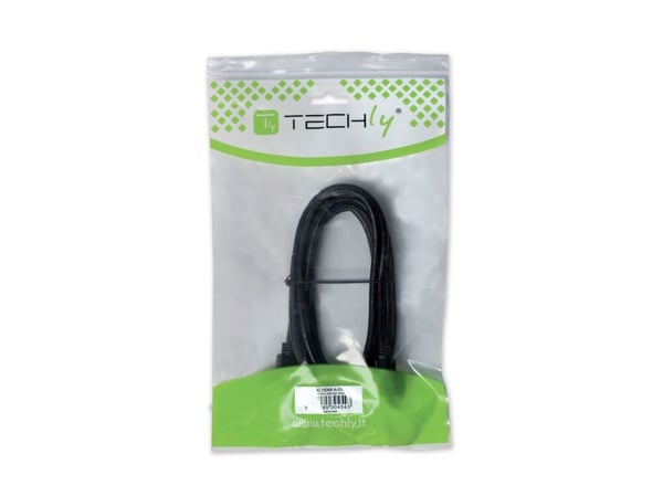TECHly - HDMI-kabel med Ethernet - HDMI hann vinklet til HDMI hann rett - 5 m - svart - vinklet