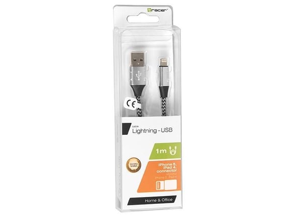 Tracer - Lightning-kabel - Lightning han till USB han - 1 m - sort, sølv