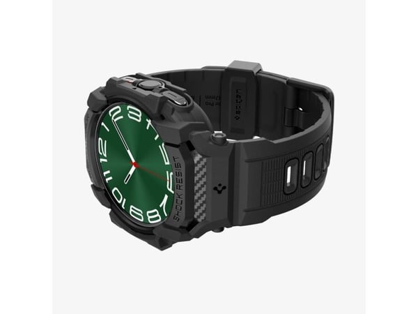 Spigen Rugged Armor Pro, Band, SmartWatch, Sort, Samsung, Galaxy Watch 7 (44mm), Termoplastisk polyuretan (TPU)