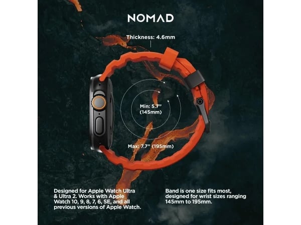 Nomad Rocky Point Band, Yhtye, Älykello, Musta, Apple, Ultra / 46mm, Nahka, Titaani