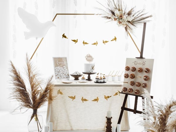 PartyDeco GL13-019M, Garland, Papir, Gull, Bryllup, 0,86 m, Gutt/Jente