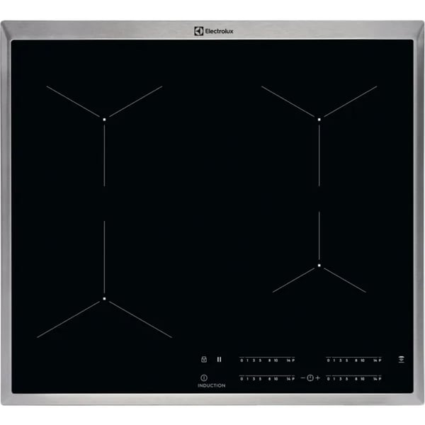 Electrolux 600 EIT60443X - Induktionshäll - 4 kokplattor - Fördjupning - bredd: 56 cm - djup: 49 cm - med kanter i rostfritt stål - svart