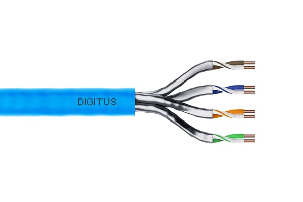 DIGITUS Professional - Installation cable - 500 m - 7.2 mm - U/FTP - simpleks - CAT 6a - IEEE 802.5/IEEE 802.3 - halogenfri, solid - lys blå, RAL 5012