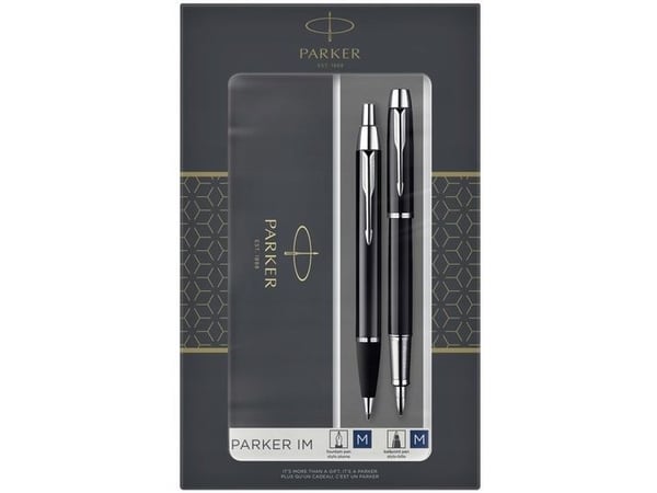 Parker 2093215, Sort, Sølv, 2 stykker, Kulepenn + fyllepenn