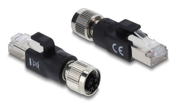 Delock - Nettverksadapter - 8 pin M12-X (hunn) til RJ-45 (hann) - CAT 6 - svart