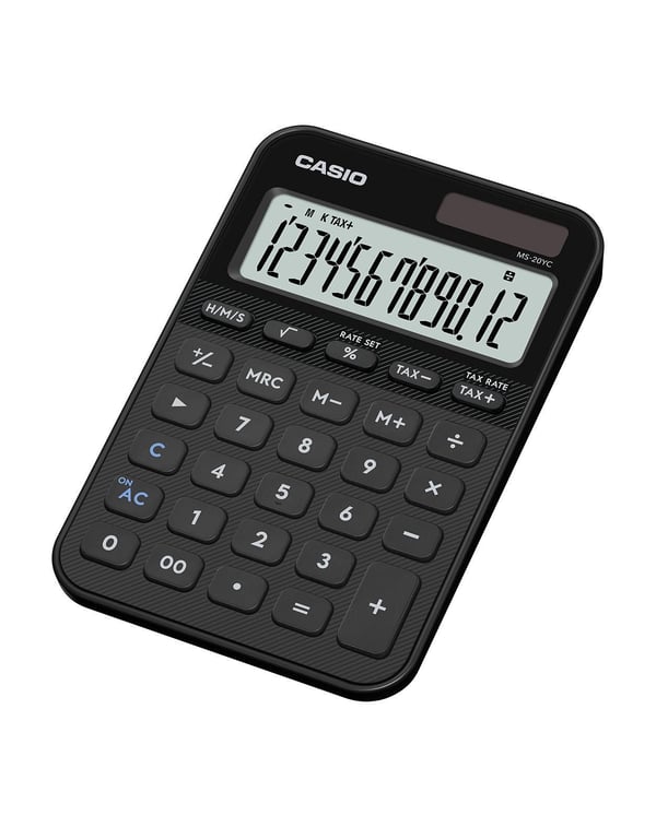 Casio MS-20YC, Skrivbord, Grundläggande, Batteri/solcell, Svart