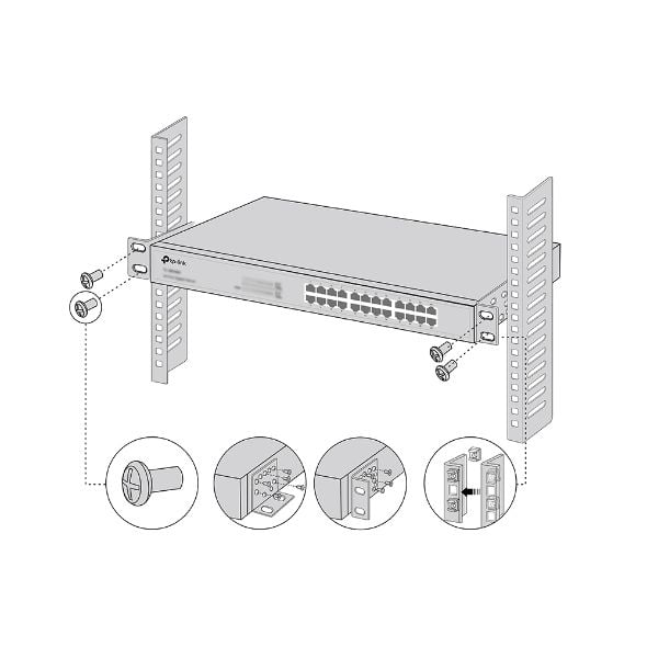 TP-Link Omada RackMount Kit-19, rackmonteringssats för 19-tums switchar, svart
