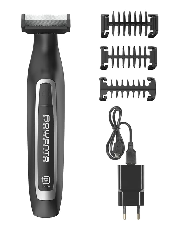 Rowenta Forever Sharp Beard Trimmer TN6000 - Adjustable Lengths: 1, 3, 5mm - 120 Minute Runtime - Stainless Steel Blades - Cordless - Black