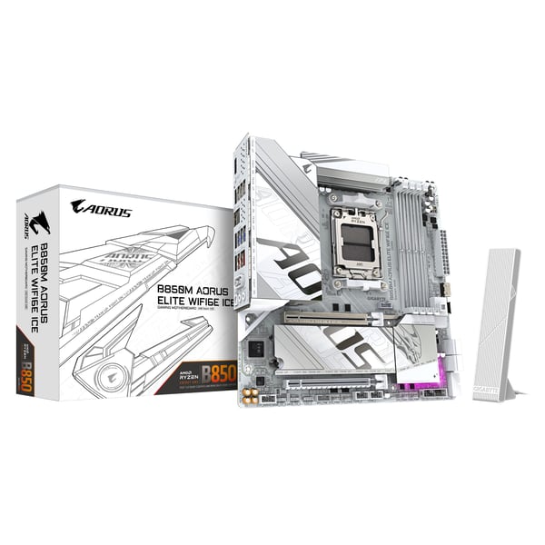 GIGABYTE B850M AORUS ELITE WIFI6E ICE -emolevy, AMD B850, AM5, micro-ATX, DDR5