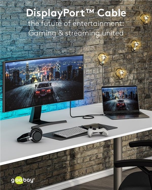 Goobay 75685, 2 m, DisplayPort, DisplayPort, Hankjønn, Hankjønn, 10240 x 4320 piksler