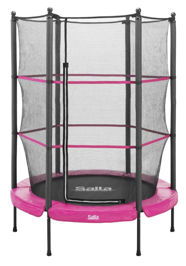 Salta 5426P, Trampoline over bakken, Rund, 35 kg, 3 år, Safety net, Sort, Rosa