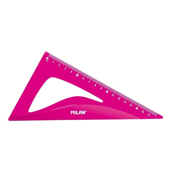 Milan Flex & Resistant Acid, Protractor, Linjal, Trekant, 4 stykker, Rosa, 45° & 60°, Halvsirkel, 108 g