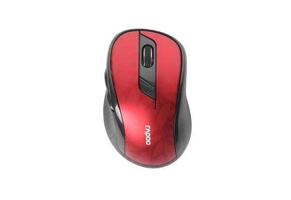 Rapoo M500 Silent - Mus - optisk - 6 knapper - trådløs - 2.4 GHz, Bluetooth 4.0, Bluetooth 3.0 - USB trådløs mottaker - mørk rød
