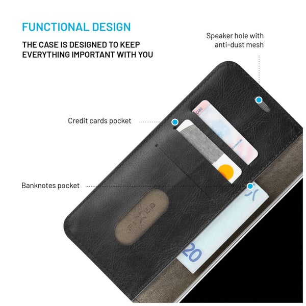 Fast Redmi Note 14 Pro+ 5G Wallet Opus mobiltelefondeksel med kortspor, svart