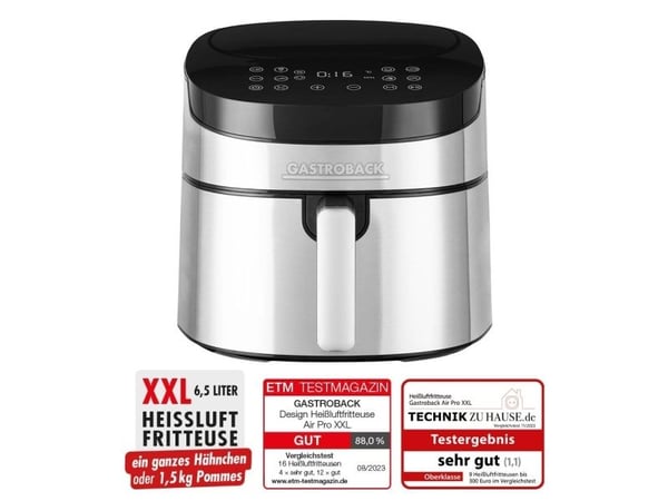 Gastroback Design Air Pro XXL, Varmluftsfrityr, 6,5 l, 1,5 kg, 80 °C, 200 °C, 60 min