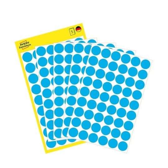 Avery Zweckform Colour Coding Dots 3142 - Papir - permanent selvklebende - blå - 12 mm runde 270 etiketter