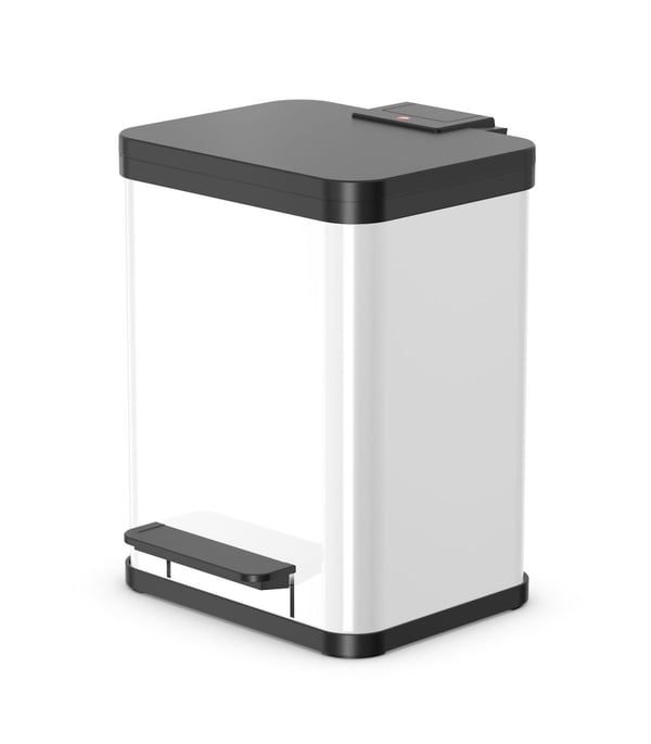 Hailo Öko duo plus M 0622-230 Avfallsbehållare 18 l Stålplatta (B x H x D) 320 x 430 x 330 mm Vit, svart Träfotsmekanism 1 st