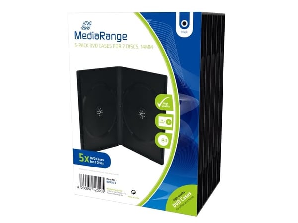MediaRange BOX30-2, DVD-kotelo, 2 levyt, musta, Muovi, 120 mm, RoHS