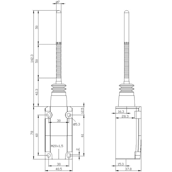 Siemens 3SE5132-0LR01 Stoppkontakt 6 A Fjäderstång, plastbumpers IP65, IP67 1 st