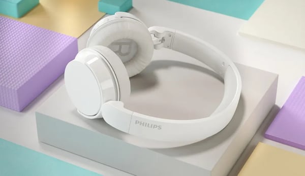 Philips TAH4209WT - Hörlurar med mikrofon - montering över örat - Bluetooth - trådlös - silkesvit