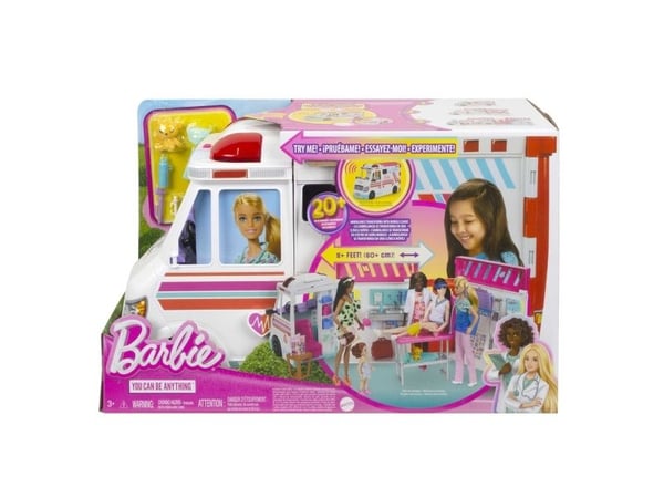 Barbie Career Care Clinic -leikkiauto, 20+ lisävarustetta