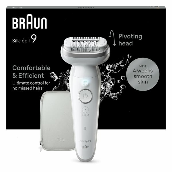 Braun Silk-épil 9 BR2-225328, Harmaa, Valkoinen, 40 pinsettiä, MicroGrip, Kainalo, Takareisi, Bikinit, Reisi etuosa, Ulkoreisi, Olkavarsien ulompi,...