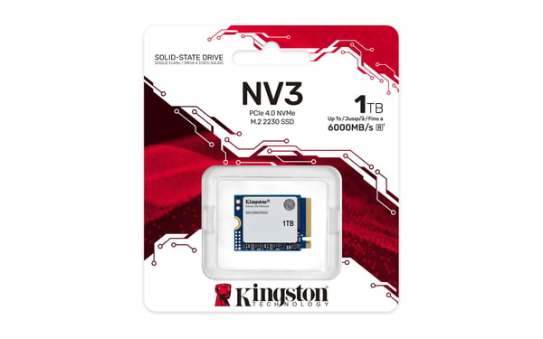 Kingston Technology 1000G NV3 M.2 2230 NVMe SSD, 1 TB, M.2, 6000 MB/s