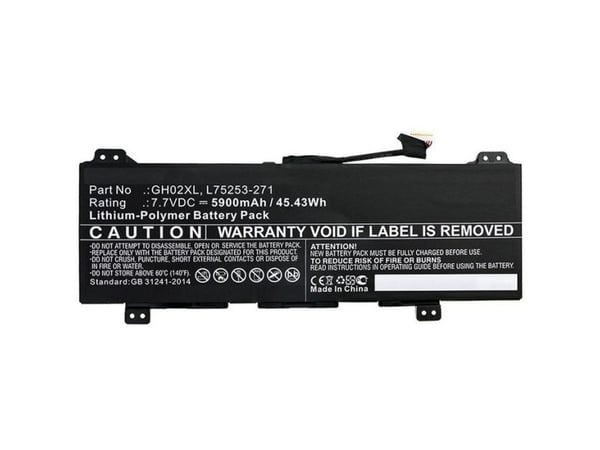 CoreParts - Batteri til bærbar PC (tilsvarer: HP GH02XL, HP L75253-271, HP L75783-005) - 7,7 V - litiumpolymer - 5900 mAh - 45.43 Wh - svart