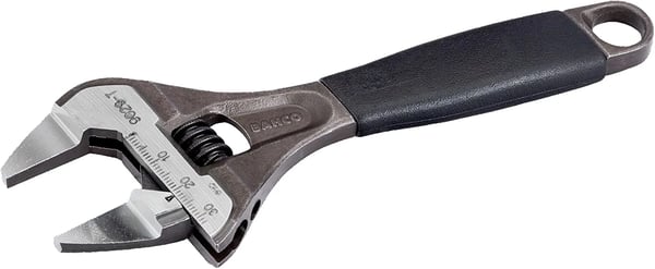 Bahco skiftenøgle ergonomisk m/smalle kæber og større vidde 8"