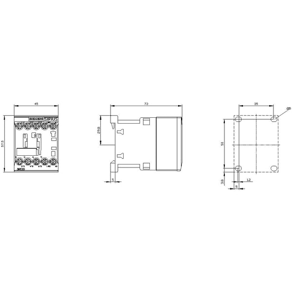 Siemens 3RT2015-1BB41 Contactor 3 x brytare 3 kW 24 V/DC 7 A med hjälpkontakt 1 st
